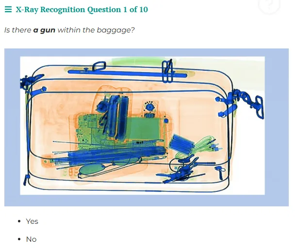 Outdated TSA X-Ray practice question still shown by free sites