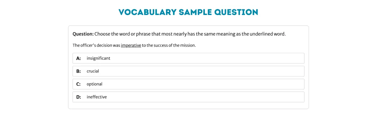 PELLET B Vocabulary Sample Question